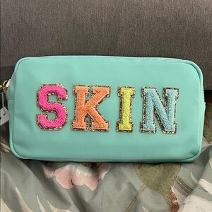 Stoney Clover Lane Teal Cosmetic Bag with Colorful Letters